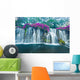 Waterfall with Purple Flowers - Horizontal Wall Decal