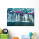 Waterfall with Purple Flowers - Horizontal Wall Decal