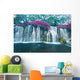 Waterfall with Purple Flowers - Horizontal Wall Decal