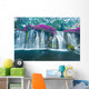 Waterfall with Purple Flowers - Horizontal Wall Decal