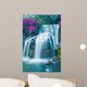 Waterfall with Purple Flowers - Vertical Wall Decal