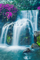 Waterfall with Purple Flowers - Vertical Wall Decal