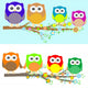 Family Owls Sat Tree Wall Decal