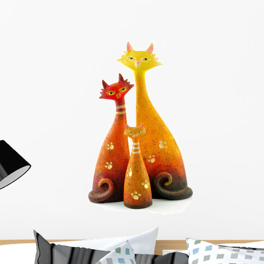 Three Clay Cats Wall Decal