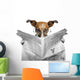 Dog in Glasses Reading Newspaper - Mini Wall Decal