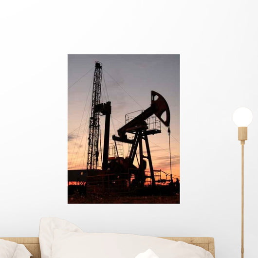 Silhouette Oil Pump Evening Wall Decal