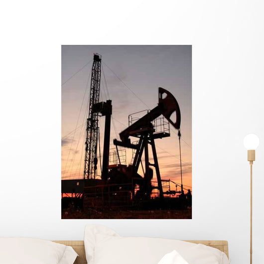 Silhouette Oil Pump Evening Wall Decal