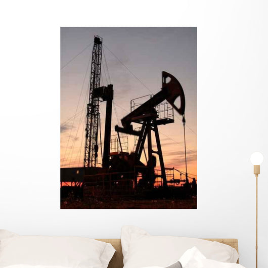 Silhouette Oil Pump Evening Wall Decal