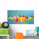 Diverse Cocktails Vor Blauem Wall Decal
