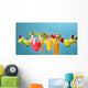 Diverse Cocktails Vor Blauem Wall Decal
