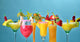 Diverse Cocktails Vor Blauem Wall Decal