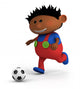 Dark-Skinned Boy Playing Soccer Wall Decal