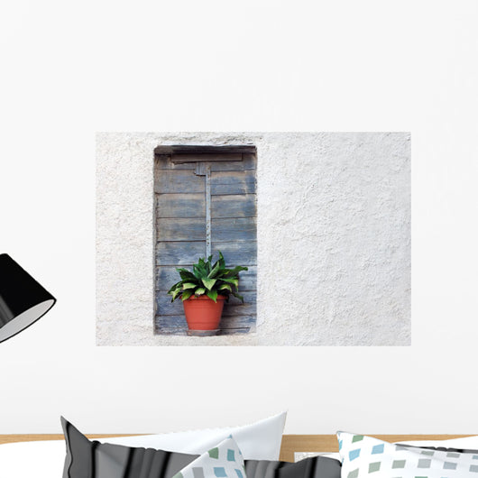 Plant Pot Old House Wall Decal