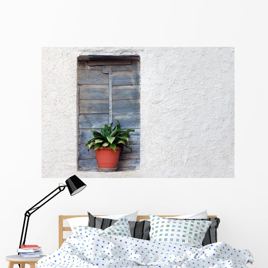 Plant Pot Old House Wall Decal