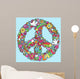 Psychedelic Peace Sign on Blue Line Background Wall Decal