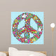 Psychedelic Peace Sign on Blue Line Background Wall Decal