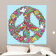 Psychedelic Peace Sign on Blue Line Background Wall Decal