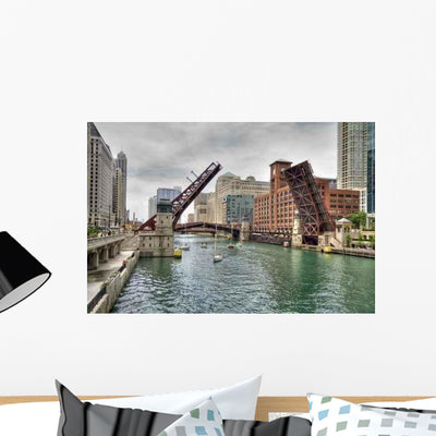 Clark Street Bridge Wall Decal shown on a wall