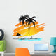 Sea Beach at Sunset Illustration Wall Decal