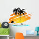 Sea Beach at Sunset Illustration Wall Decal