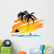 Sea Beach at Sunset Illustration Wall Decal
