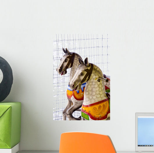 Two Carousel Horses Winter Wall Decal