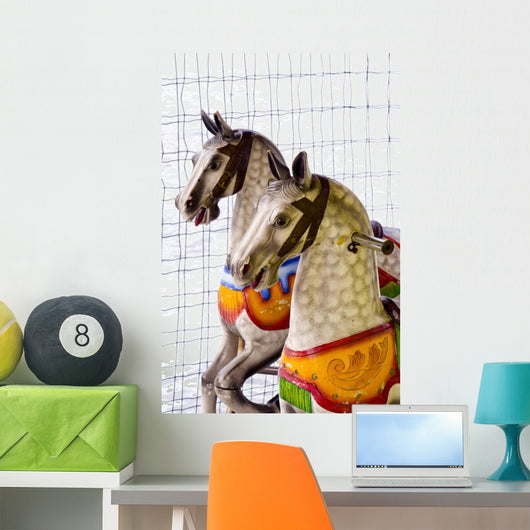 Two Carousel Horses Winter Wall Decal