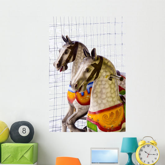 Two Carousel Horses Winter Wall Decal