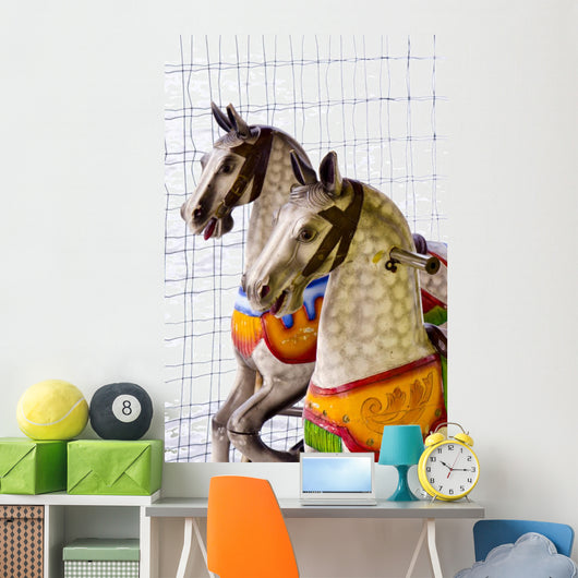 Two Carousel Horses Winter Wall Decal