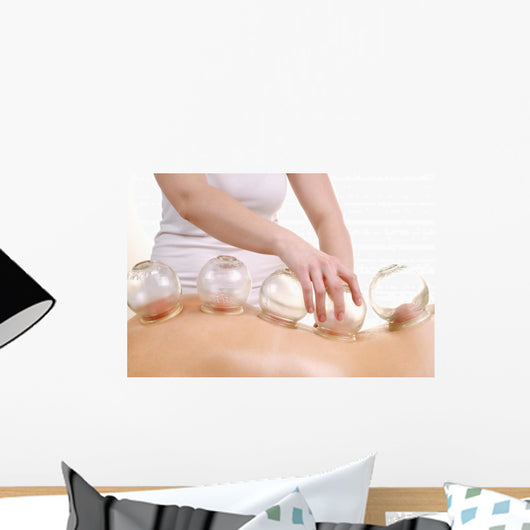 Woman Getting a Cupping Massage on Back Wall Decal