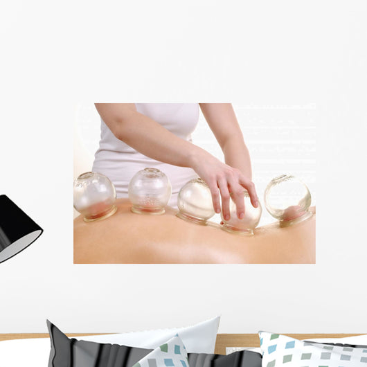 Woman Getting a Cupping Massage on Back Wall Decal