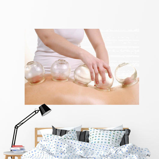 Woman Getting a Cupping Massage on Back Wall Decal