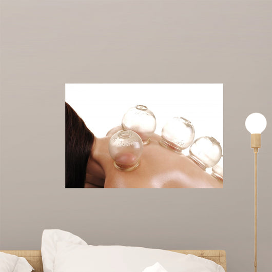 Woman Getting a Cupping Massage on Shoulder Wall Decal