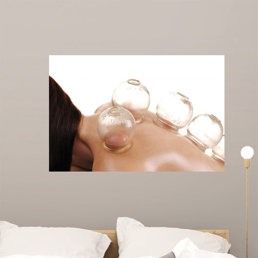 Woman Getting a Cupping Massage on Shoulder Wall Decal