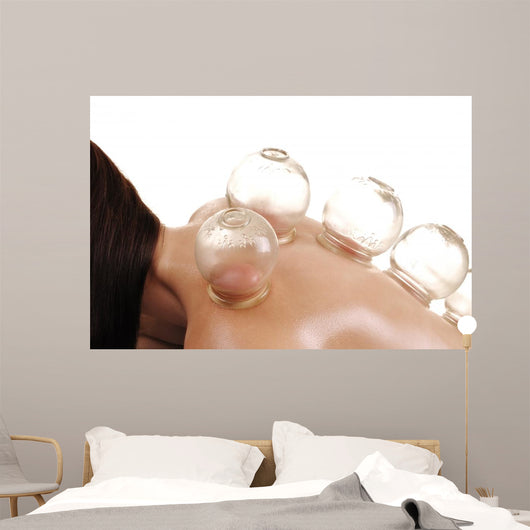 Woman Getting a Cupping Massage on Shoulder Wall Decal