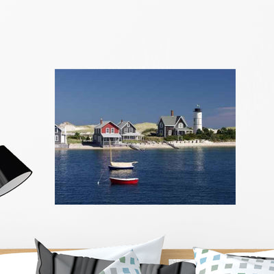 Houses Sea Wall Decal shown on a wall