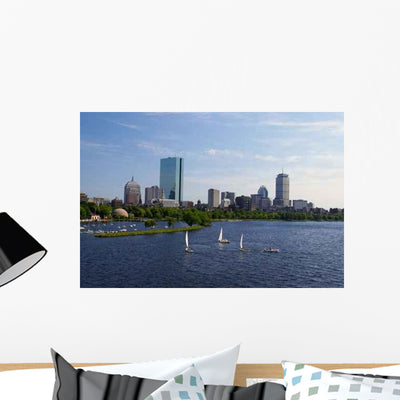 Boston Skyline Wall Decal shown on a wall