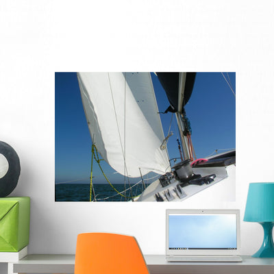 Sailboat Wall Decal shown on a wall