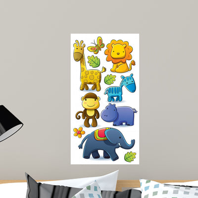 Cute Animals Collection Wall Decal shown on a wall
