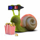 3D Snail Enjoys Popcorn Wall Decal