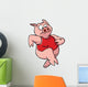 Running Cartoon Pig Wall Decal