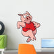 Running Cartoon Pig Wall Decal