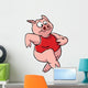 Running Cartoon Pig Wall Decal