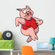 Running Cartoon Pig Wall Decal