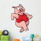 Running Cartoon Pig Wall Decal
