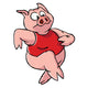 Running Cartoon Pig Wall Decal