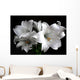 White Lilies on Black Background Wall Decal