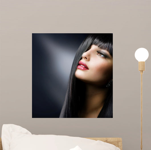 Brunette Makeup Model Left Three-Quarters Profile Wall Decal