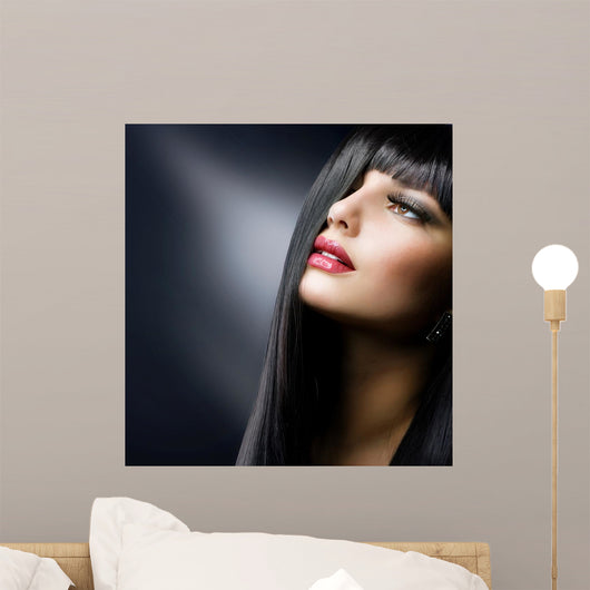 Brunette Makeup Model Left Three-Quarters Profile Wall Decal