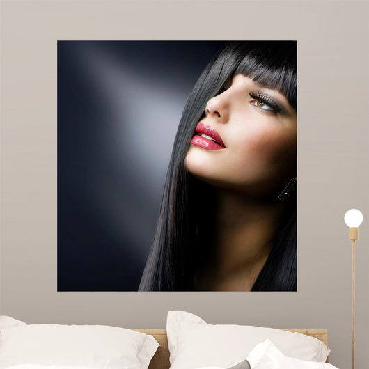 Brunette Makeup Model Left Three-Quarters Profile Wall Decal